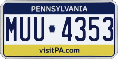 PA license plate MUU4353