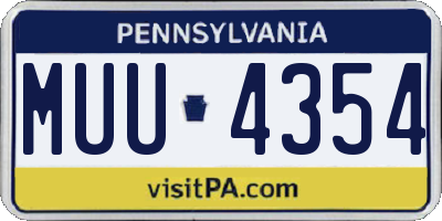 PA license plate MUU4354