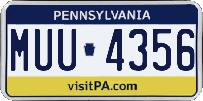 PA license plate MUU4356