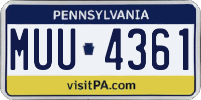 PA license plate MUU4361