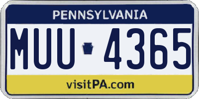 PA license plate MUU4365