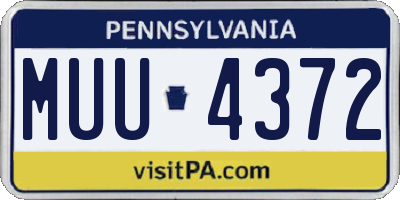 PA license plate MUU4372
