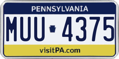PA license plate MUU4375