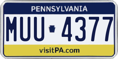 PA license plate MUU4377