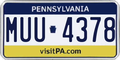 PA license plate MUU4378