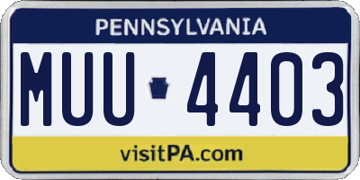 PA license plate MUU4403