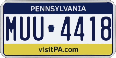 PA license plate MUU4418