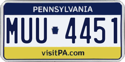 PA license plate MUU4451