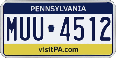 PA license plate MUU4512
