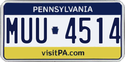 PA license plate MUU4514