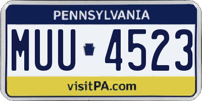 PA license plate MUU4523