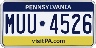 PA license plate MUU4526
