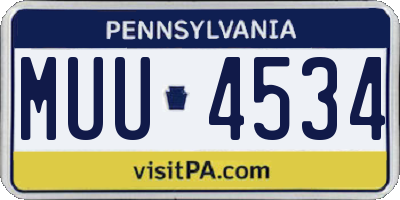 PA license plate MUU4534