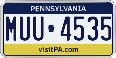 PA license plate MUU4535
