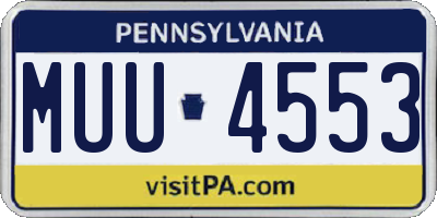 PA license plate MUU4553
