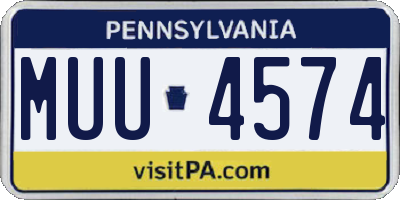 PA license plate MUU4574