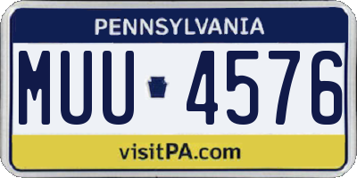 PA license plate MUU4576