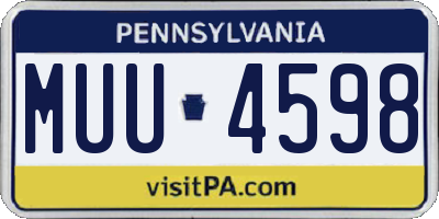 PA license plate MUU4598
