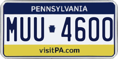 PA license plate MUU4600