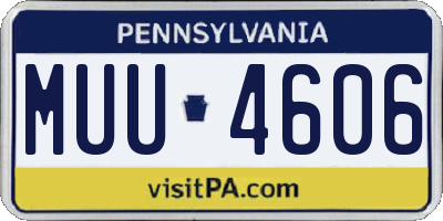 PA license plate MUU4606