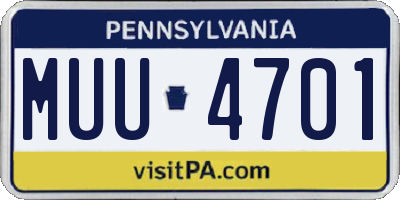 PA license plate MUU4701