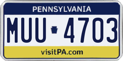PA license plate MUU4703