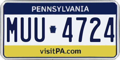 PA license plate MUU4724