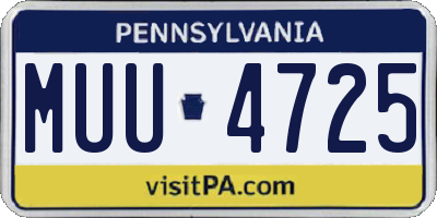 PA license plate MUU4725