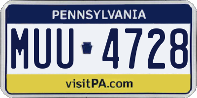 PA license plate MUU4728