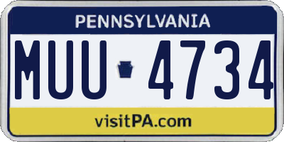 PA license plate MUU4734