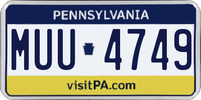 PA license plate MUU4749