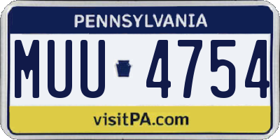 PA license plate MUU4754