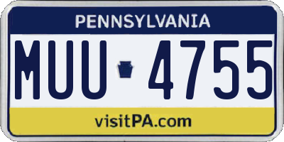 PA license plate MUU4755
