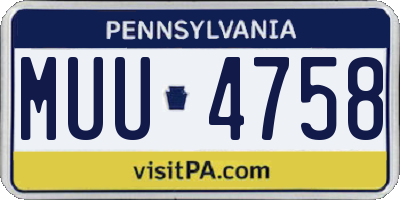 PA license plate MUU4758
