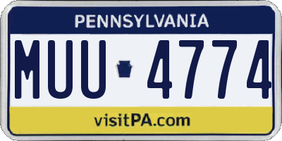 PA license plate MUU4774