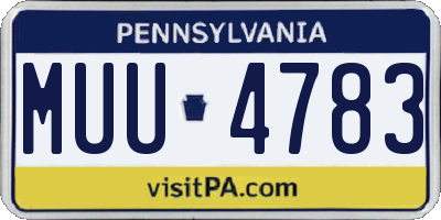 PA license plate MUU4783
