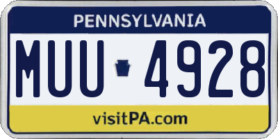 PA license plate MUU4928