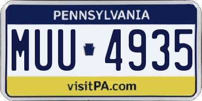 PA license plate MUU4935