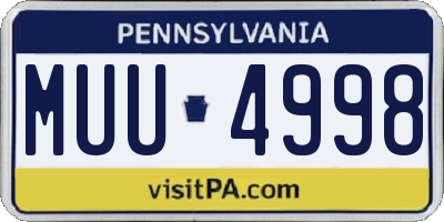 PA license plate MUU4998
