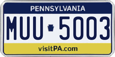 PA license plate MUU5003