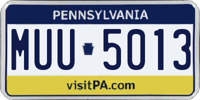 PA license plate MUU5013