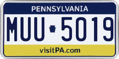 PA license plate MUU5019