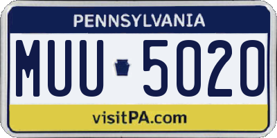 PA license plate MUU5020
