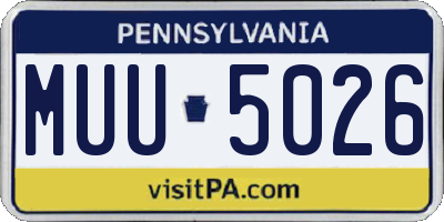 PA license plate MUU5026