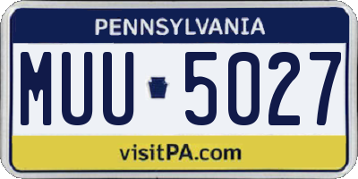 PA license plate MUU5027