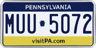 PA license plate MUU5072