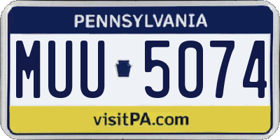 PA license plate MUU5074