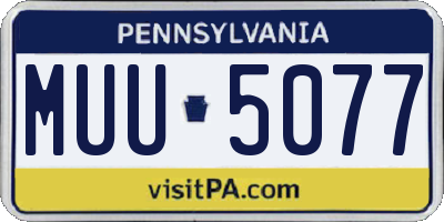 PA license plate MUU5077