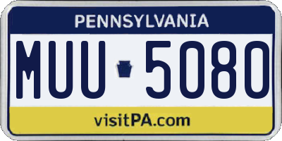 PA license plate MUU5080