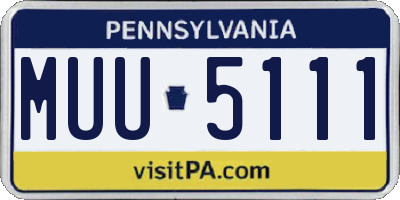 PA license plate MUU5111